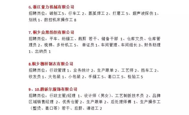 桐乡市最新招聘信息汇总